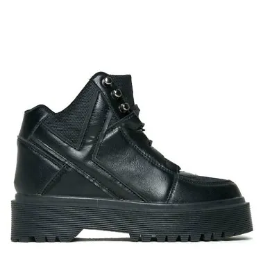 YRU Qozmo Slayr Slayer Black Punk Gothic Military Boots Platforms Sneakers Shoes • $218.64