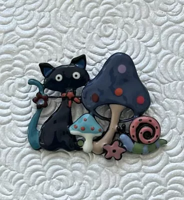 Adorable  Artistic Cat   /mushroom / Snail /Brooch Pin Enamel On Metal • $12.80