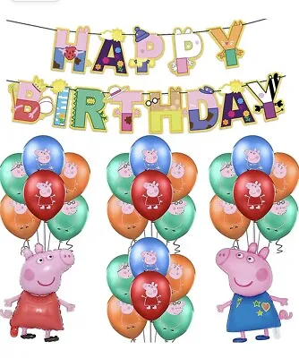 £13.99 • Buy Peppa Pig Birthday George Balloons Pacakge Banner Number Birthday Party Kids