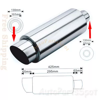 2.5  Outlet. 2.3  Inlet N1 Style Stainless Steel Exhaust Muffler Silencer A2110 • $41.90