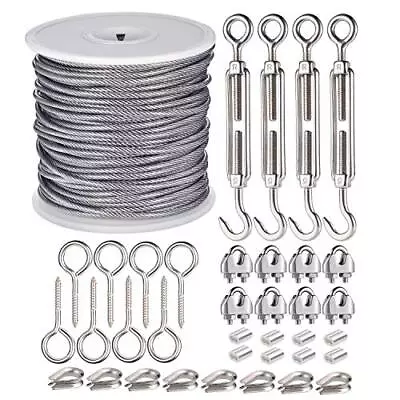 37 Pcs Pvc Coated Garden Wire Kit Heavy Duty 304 Stainless Steel Cable Rope Kit • £22.46