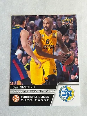 2015-16 UD Euroleague Devin Smith #E-25 Maccabi FOX Tel Aviv • $3