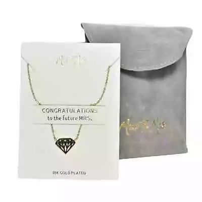 Miss To Mrs. Diamond-shaped Pendant Necklace - Engagement Gift 18K Gold Plated • $12.75