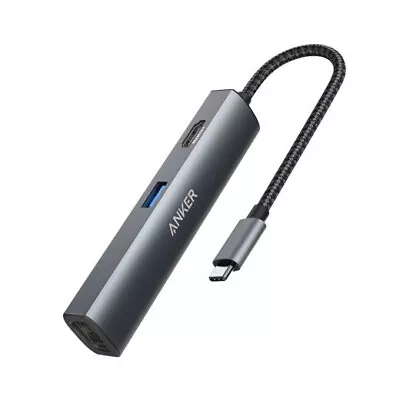 ANKER POWER EXPAND+ 5 IN 1 3 USB 3.0 1 HDMI 1 Ethernet - GRAY METAL - A8338TA1 • $112.02