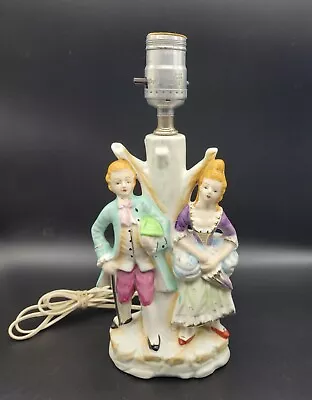 Vintage Wales Japan Table Lamp Figural Lady/Man Courting Porcelain Works • $24