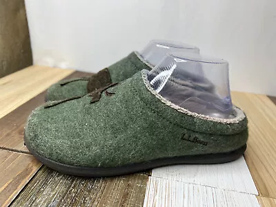 LL Bean Shoes Womens 8 M Green Moose Slip On Wool Clog Daybreak Scuff Slipper • $27