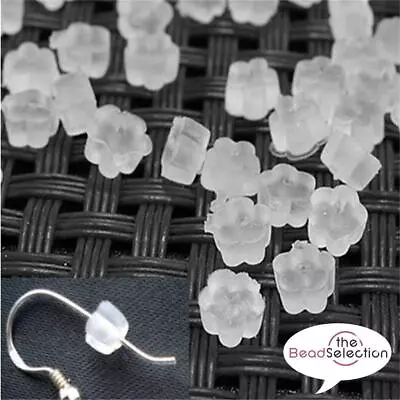 Flower Earring Backs Silicone Clear Rubber Hypoallergenic Stoppers 5mm AB30 • £2.29