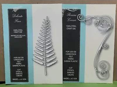 Memory Box Metal Cutting Dies LOT Of 2 Delicate Fern 98341 Riviera Corner 98372 • $18.49