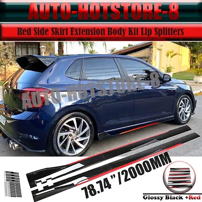 For VW Polo AW MK6 MK5 78.7  Red Side Skirt Extension Body Kit Lip Splitters • $69.99