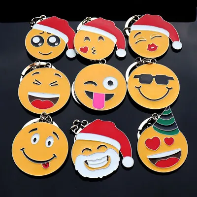 £2.99 • Buy Grinning Face Metal Keyrings Funky Key Ring Santa Claus Christmas Stockings