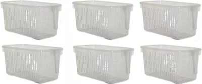 Set Of 6 Clear Storage Caddy Baskets With Handle Easy Cupboard Storage Solutions • £13.32