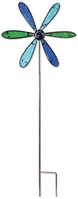 92633 Pinwheel Garden Stake Metal And Blue Glass • $25.42