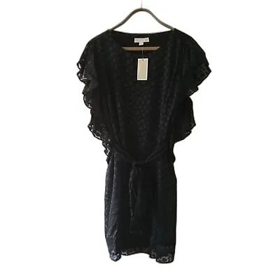 Michael Kors Women's Plus Size 3X Black Textured Sheer Ruffled Dress NWT  • $35