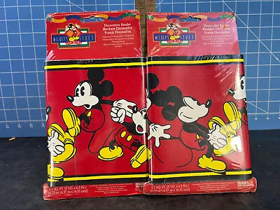 2 Pkg Vintage Disney Mickey Mouse Film Roll Wall Paper Border-Borden 30ft Total • $13.45