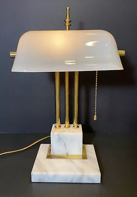 Vintage Marble And Brass Bankers Lamp • $89.99