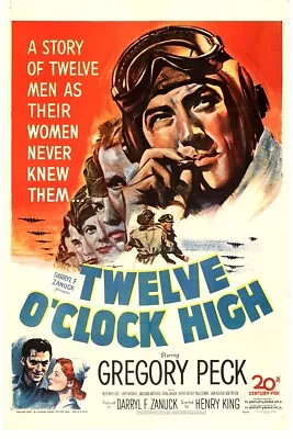 TWELVE O'CLOCK HIGH ORIG 1949 US 1SH Movie Poster On Linen C7/8 B-17 Aviation • $1399