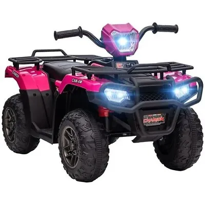 HOMCOM 12V Electric Quad Bike For Kids W/ LED Headlights Music - Pink • £94.99