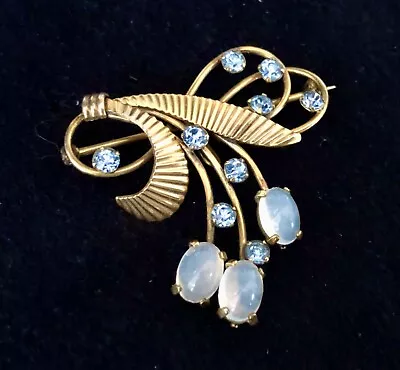 VAN DELL Signed Stunning  Pin-Brooch  Pendant 1/20 12K GF Opaline  & Blue Stones • $22