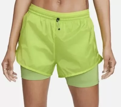 Nike Women Icon Clash Tempo Layered Running Shorts DM7739-321 Green Size S Small • $9.99