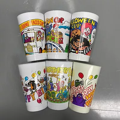 6 LOT McDonalds HAPPY BIRTHDAY Halloween GOING PLACES Fun Plastic Cups 1980s • $14.95