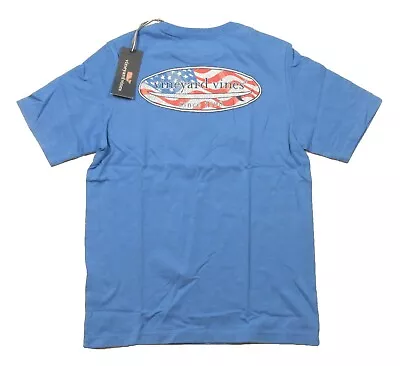 Vineyard Vines Boys Hull Blue USA Surf Logo Short Sleeve Pocket T-Shirt • $19.99