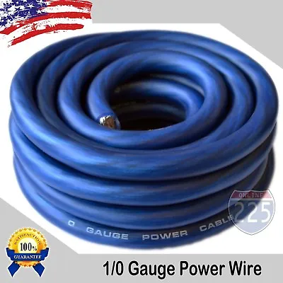 25Ft True 1/0 0 AWG Gauge Power Ground Wire Strand Cable 25' BLUE Ultra Flexible • $32.99