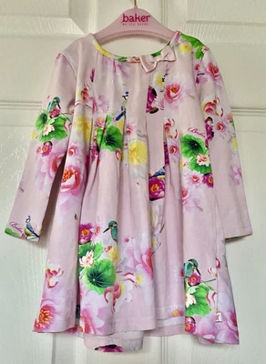 £5.99 • Buy Baby Girl's TED BAKER Pretty Pale/Baby Pink Floral Dress 12-18 Months VGC