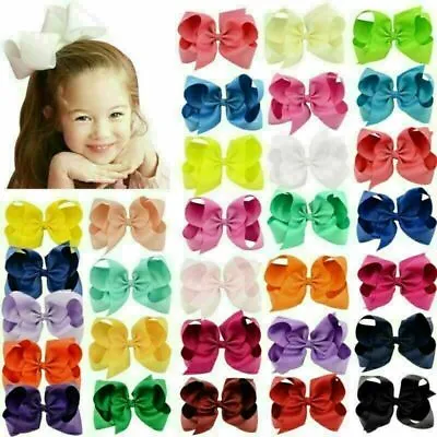 $10.99 • Buy 10pcs 6in Big Grosgrain Ribbon Hair Bows Clips For Baby Girls Toddler Kids Teens