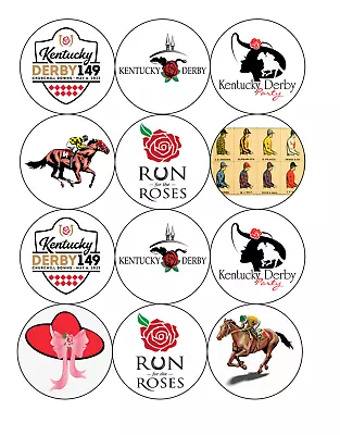 12 Kentucky Derby Edible Paper Cupcake Cookie Toppers CHOOSE YOUR SIZE • $5