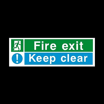 £1.09 • Buy FIRE EXIT KEEP CLEAR 300x100mm RIGID PLASTIC SIGN - EMERGENCY EXIT 