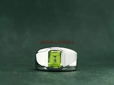 Natural Peridot Gemstone With 925 Sterling Silver Ring For Men's #777 • £102.30