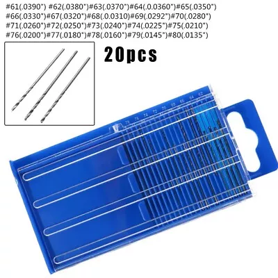 20pcs #61-#80 Imperial Drill Bit Set HSS Inch Drill Micro Drill Bits Set • £4.61