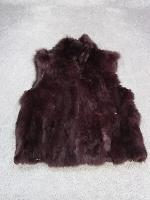 Adrienne Landau Vest Womens Medium Burgundy Red Rabbit Fur Outdoor • $44.99