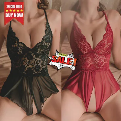 £4.02 • Buy Sexy Women Ladies Lace Lingerie Crotchless Babydoll Bodysuit Nightwear Underwear