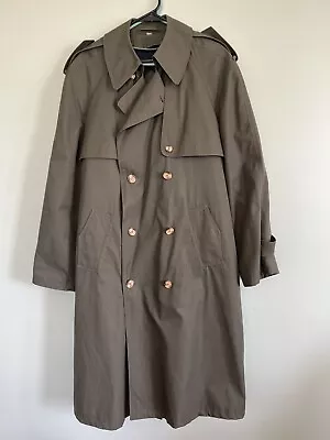 GANT Long Trench Coat Mens Sz 38 Belted Lined Long Jacket Duster Olive Green • $37.77