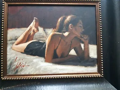 Fabian Perez 'Paula On The Bed' Original Acrylic On Canvas Framed Provenance  • £13999