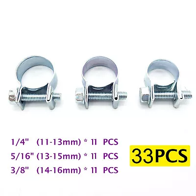 33PC 1/4  5/16  3/8  Fuel Injection Gas Line Hose Clamps Clip Pipe Clamp Metal • $8.99