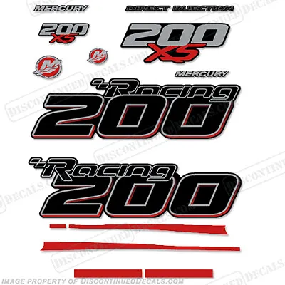 Fits Mercury Racing Optimax 200XS DFI DECAL SET - Red Stripes • $164.95