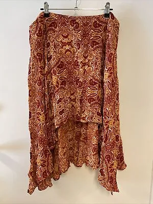 TIGERLILY Paisley Boho Red Orange Hi-Low Skirt Size 12 C54 • $50