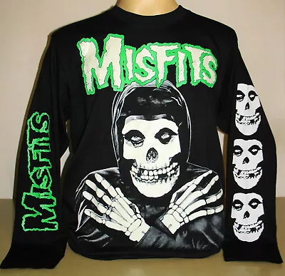 Misfits Skull Logo Glow Punk Rock Band Long Sleeve T-Shirt Size S M L XL 2XL 3XL • $20.99