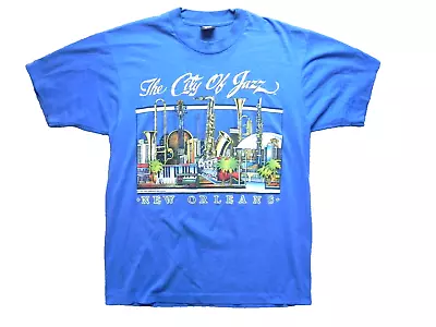 Vintage New Orleans Shirt Adult Large The City Of Jazz Single Stitch 80s Mens • $47.49