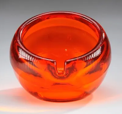 Atomic Retro Red-Orange Orb Sphere Ashtray Atomic Retro MCM Viking - Rare Color • $49.95