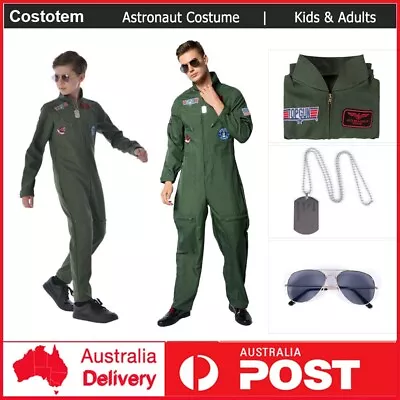 Adult Movie Top Gun Maverick Cosplay Costume Pilot Flight Jumpsuit Christmas • $56.74