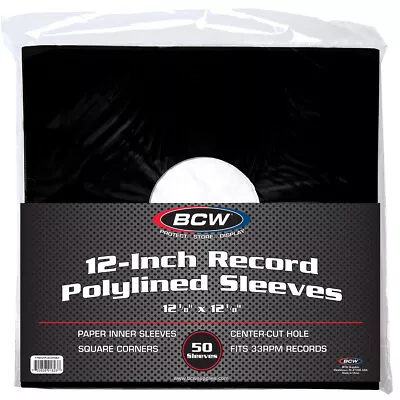 1 Case Of 500 BCW 12-Inch Record Paper Inner Sleeves Polylined With Hole Black • $129.88