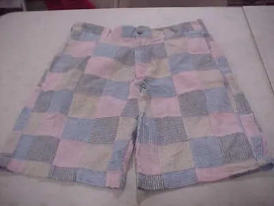 IZOD Seersucker Madras Patchwork Men's Shorts Size 36 Multi Colored Flat Front • $14.99