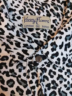 Kenny Flowers Hawaiian Shirt Men's XL Leopard Print Camp Aloha Rayon EUC 05 • $45