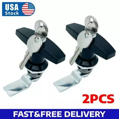 2x T-Handle Shell Door W/ Keys Truck Van Trailer Camper Cover Latch Cap Lock Lid • $21.99