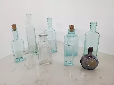 Vintage Glass Embossed Bottles Lot Of 9 Prof Low's S B Goff's Rumford Apothecary • $7.50