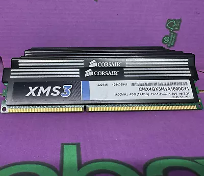 Corsair XMS3 4GB DDR3 1333MHz-- CMX4GX3M1A1600C11- For Desktop- Great Condition • £4.50