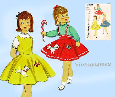 Simplicity 2359: 1950s Toddler Girls Poodle Skirt Size 1 Vintage Sewing Pattern • $22.95